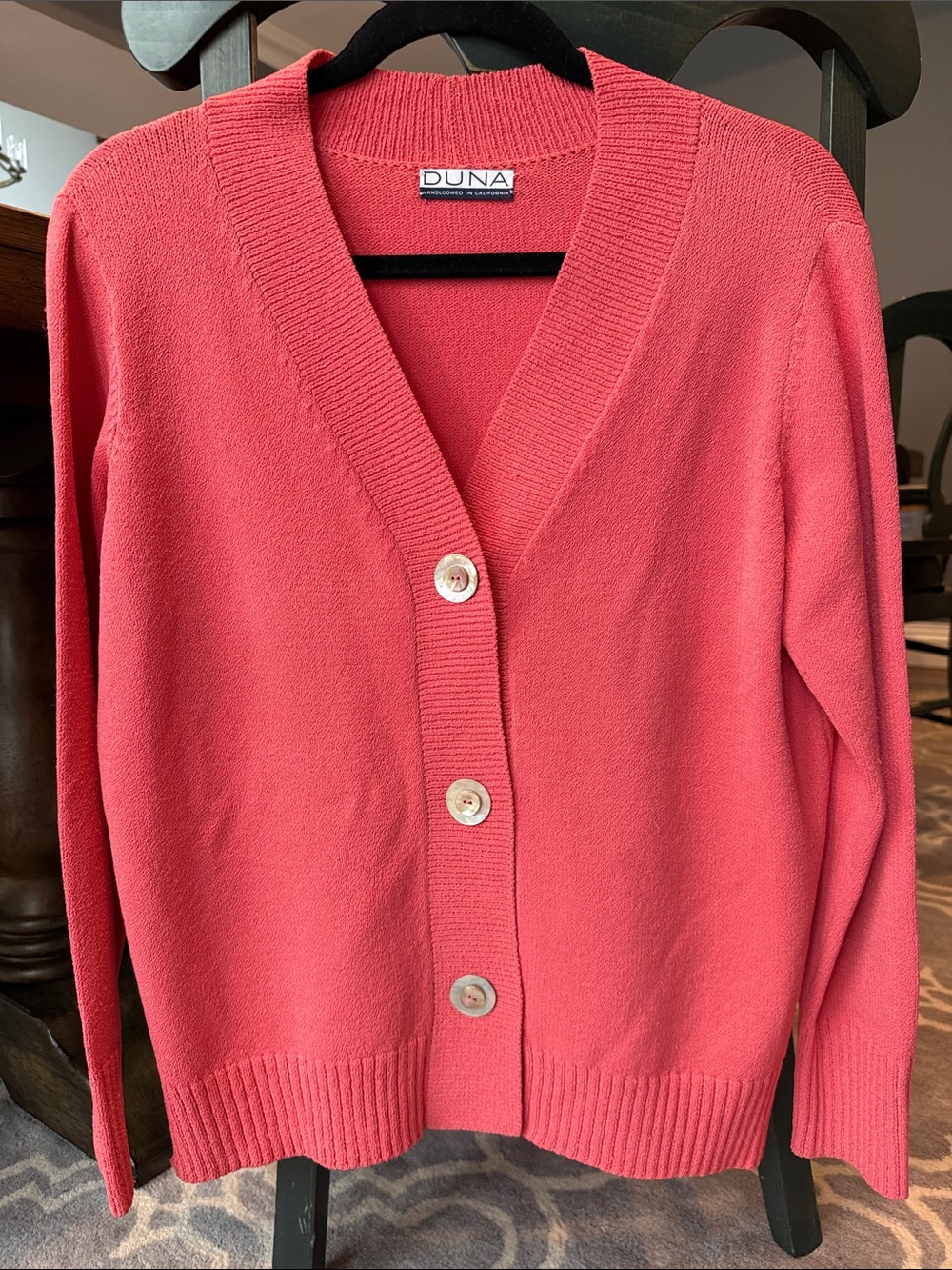 Duna Women's Coral Button-Front V-Neck Cardigan